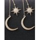 thumbnail image 3 of Pendientes largos colgantes Yashi para mujeres y niñas Bisutería de moda Plata y oro Diseño de luna estrellas y sol, 3 of 4
