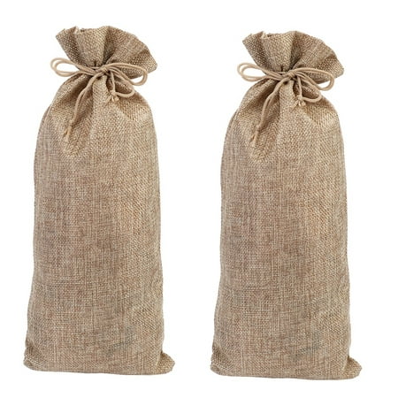 

10pcs Wine Bags 14 x 6 1/4 inches Hessian Wine Gift Bags with Drawstring