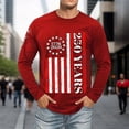 thumbnail image 4 of 250Th Anniversary Usa Sporty Long Sleeve T Shirt Athletic Crew Neck 250Th Graphic Tees Men Red S, 4 of 5