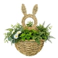 thumbnail image 4 of Easter Bunny Hanging Wall Basket, Decorative Bunny Basket for Bouquet Arrangement, Easter Decorations Outdoor, Lightweight Easter Basket for Home Wall Porch & Holiday Decor, Wood, 15*8.66in, 4 of 9