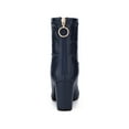 thumbnail image 4 of BLISSFUL STEP Women's Boots Pointy Toe Back Zip Block Heel Ankle Boots Dark Blue 11, 4 of 7