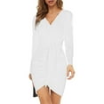 thumbnail image 5 of Sngxgn Women's Dress Long Sleeve Crewneck Dress(White,XXL), 5 of 8
