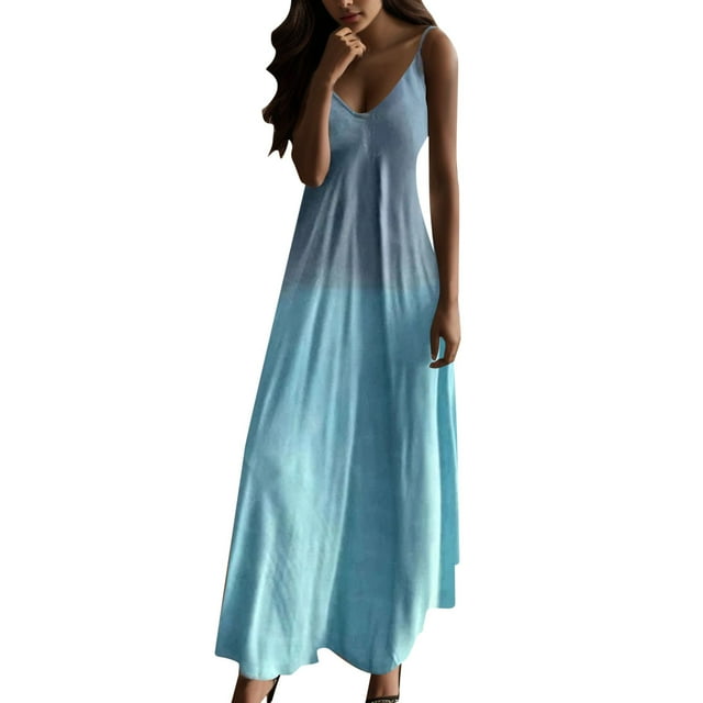 2025 Robe Longue Camisole Robe Décontractée pour Femmes Décontractée Col en V Débardeur pour Femmes Robes d'Été pour Femmes Maxi Imprimé Sans Manches Robe Courte Décontractée pour Femmes