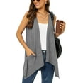 thumbnail image 3 of Uvplove Women's Summer Sleeveless Soft Knit Cardigan with Pockets High Low Drape Front Open Cardigan Blouse,Dark_Grey,3XLarge, 3 of 5
