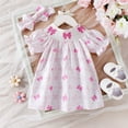 thumbnail image 2 of Hfolob Robes d'Été pour Filles Bébé Doux Mignon Nœud Imprimé Animal Manches Courtes Fluide Robe de Plage Décontractée Robes 12-18 Mois, 2 of 9