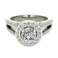 thumbnail image 4 of Round Cut Diamond Halo Split Shank Engagement Ring 1.35 Carat Total Weight 18K White Gold (G,SI1), 4 of 5