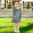 thumbnail image 5 of Girls' long-sleeved dress Fitness Equipment and Balls Girls' A-line dress with ribbed cuffs Soft and comfortable, 5 of 6