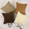 thumbnail image 4 of Lewondr Corduroy Throw Pillow Covers 18x18, Set of 4 Multi-Color Matching Square Soft Throw Pillow Cases Modern Stripes Couch Pillows for Living Room Home Bedroom Sofa Car Office Decor, 45x45cm/Brown, 4 of 9