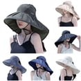 thumbnail image 3 of FUZHIQ Women's Wide Brim UV Protection Sun Hat with Neck Flap, Foldable Bucket Hat with Adjustable Chin Strap for Beach, Hiking, Summer Outdoor Activities, 3 of 4