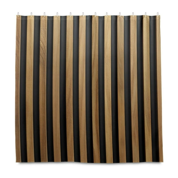 Brown Stripes 72x72 Waterproof Shower Curtain Liners Durable Metal C-Hooks Fade-Proof Thermal Print Anti-Splash