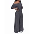thumbnail image 3 of Women'S 2 Piece Travel Outfits Casual Short Sleeve Knit Sweater Set Wide Leg Pants Lounge Sets Dark Gray XL, 3 of 8
