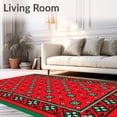 thumbnail image 2 of ODIKA 3'x5' Machine Washable Non-Slip Area Rug, Festive Plaid Holiday With Elegant Trellis High Traffic Rug, Red, 611122, 2 of 7