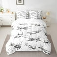 thumbnail image 2 of jejeloiu Retro Sketch Airplane 7pcs Bedding Comforter Set,Vintage Aircraft Theme Queen Bedding Sets,White Gray Queen Sheet Sets For Boys Kids,Super Cozy Room Decor Reversible, 2 of 8