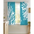 thumbnail image 4 of Teal Blue Coral Coastal Sheer Curtains 45 Inch Length 2 Panels Set for Living Room/Bedroom, Nautical Ocean Summer Beach Kitchen Curtains Grommet Semi-Sheer Curtains Drapes Window Treatments 42"x45"x2, 4 of 7