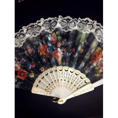 Vintage Inspired Victorian Flower Lace Summer White Fan for Vintage Wedding Party Decor /Dancing Hand Fan/table Setting /Wall Decoration/ By Handmade