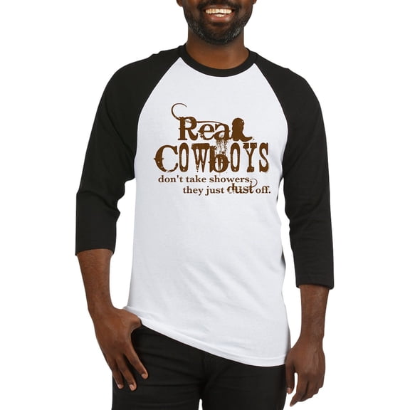 CafePress - Real Cowboys Baseball Jersey - Cotton Baseball Jersey, 3/4 Raglan Sleeve Shirt