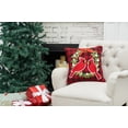 thumbnail image 4 of Red Cardinal on Holly Wreath Plaid Cotton Blend Christmas Tufted Accent Throw Pillow 18" x 18", 4 of 6
