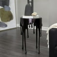 thumbnail image 3 of DecMode 16" x 25" Black Aluminum Metal Drip Abstract Accent Table with Melting Designed Legs and Glass Top, 1-Piece, 3 of 13