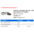 thumbnail image 2 of Clutch Kit - Compatible with 1995 - 1998 Nissan 200SX 1.6L 4-Cylinder 1996 1997, 2 of 2