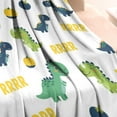 thumbnail image 3 of White Cartoon Dinosaurs Pumpkins Pattern Blanket,Comfortable Soft Flannel Throw Blanket,All Season,Warm Lightweight Blankets for Sofa Bed Couch Living Room Chair,30"x40", 3 of 4