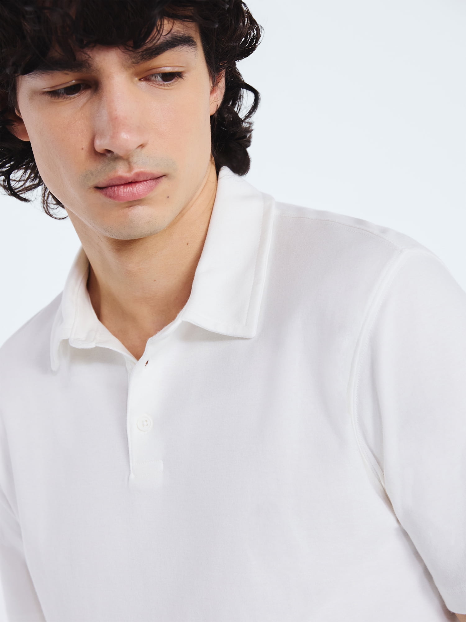 Free Assembly Mens Cotton Polo Shirt with Short Sleeves, Sizes XS-3XL