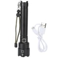 thumbnail image 1 of Linterna LED P90 superbrillante IPX4 resistente al agua, linterna táctica con Zoom y carga USB con pantalla de alimentación para acampar al aire libre, color negro, 1 of 14