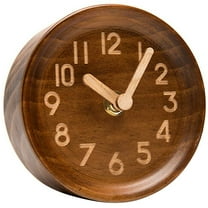 New Arrivals Wooden Desk & Table Analog Clock Made Of Genuine Pine(Dark)
