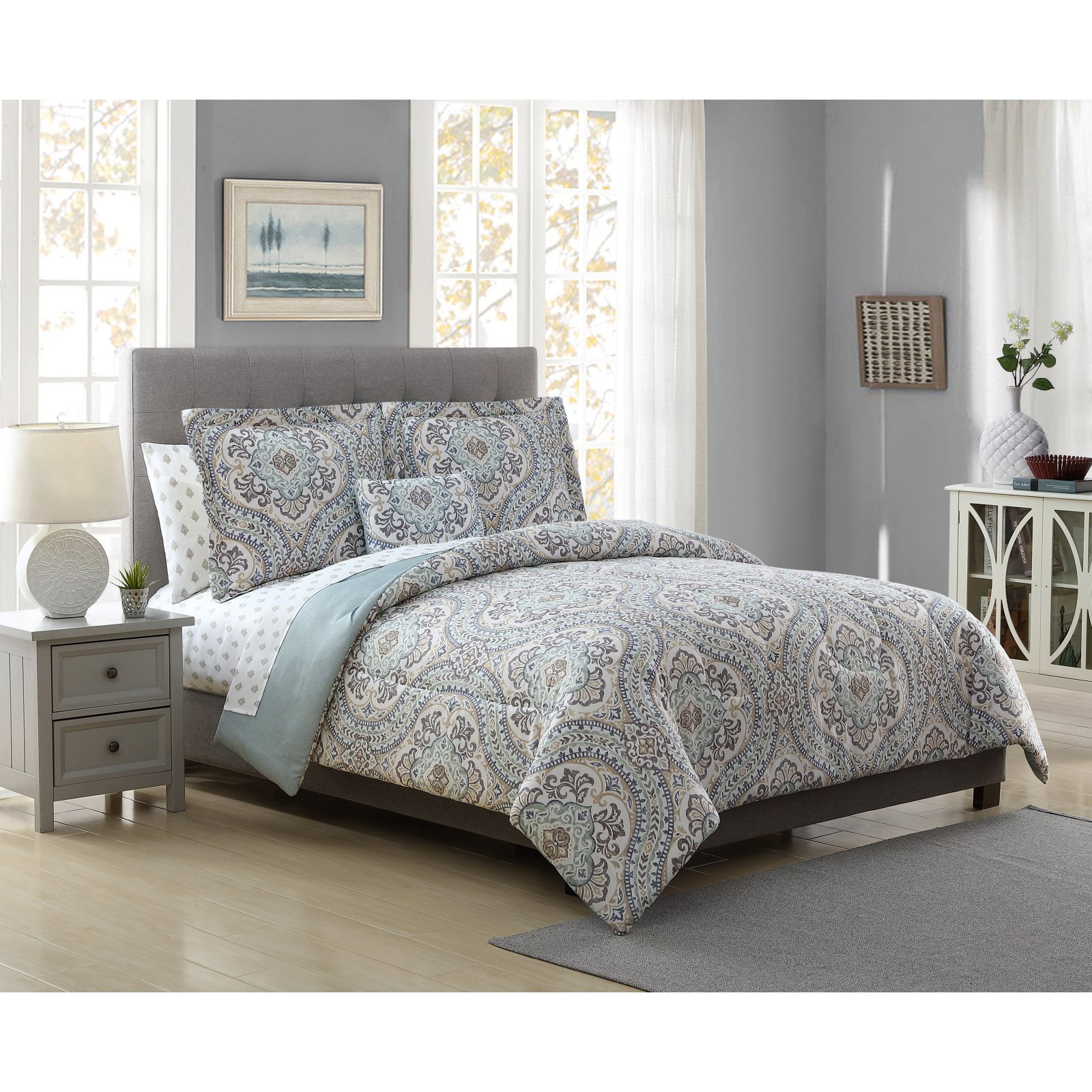 White Birch Crawford Damask Reversible 