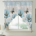 thumbnail image 2 of Spring Floral Swag Valances for Windows, Kitchen Curtains 36 Inch Length 2 Panels Set, Vintage Tulips Flower Butterfly Retro Wood Blue Short Curtains for Small Windows Cafe Curtains 28"x36", 2 of 8