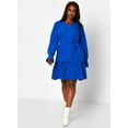 thumbnail image 2 of Rebdolls Women's Plus Tiered Sleeve Mini A Line Dress - Blue - 1X, 2 of 5