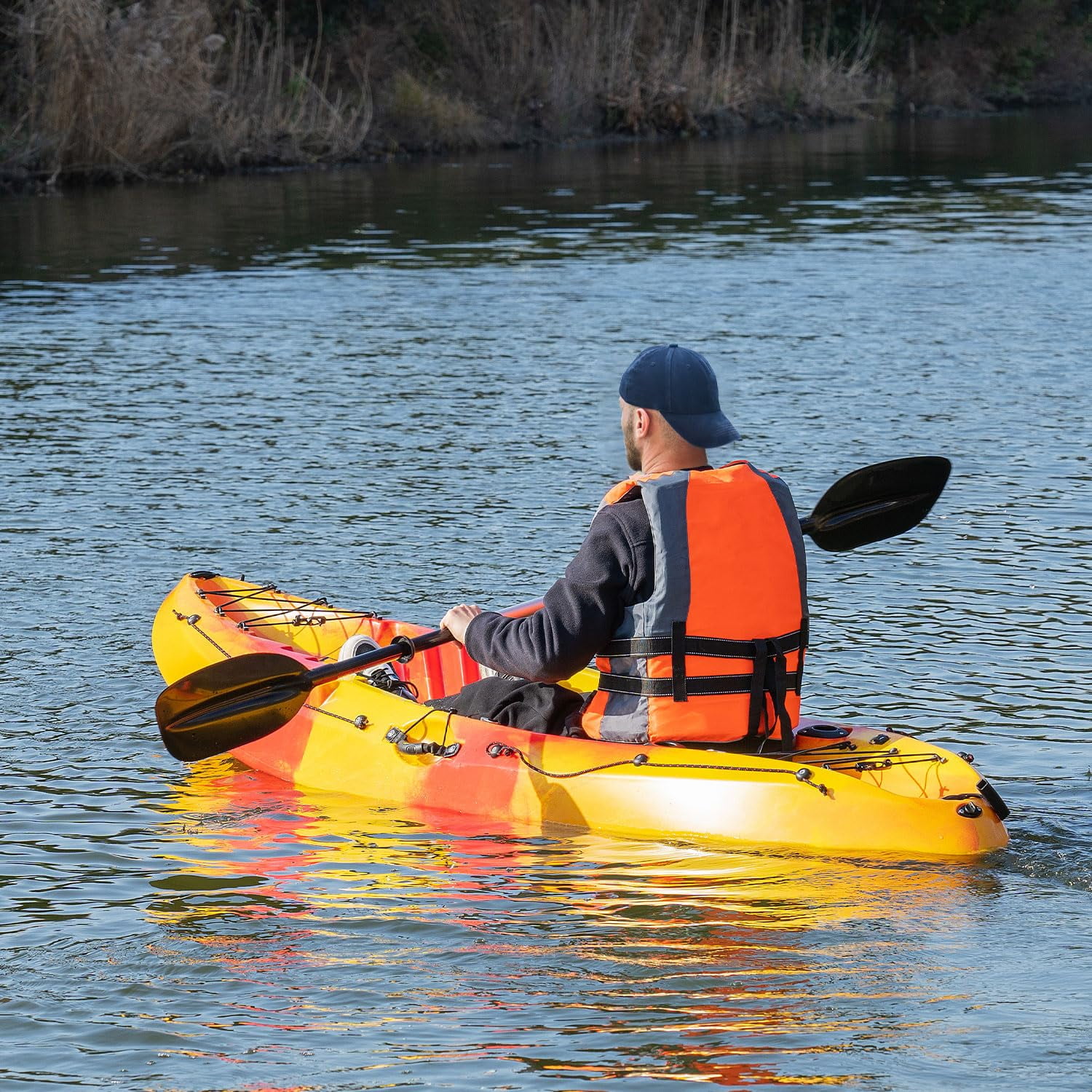 Kayaks, 9.38FT Fishing Kayak with Paddle, Sit on Top Kayak for Adults, Capacity of 308LBS, Hard Shell Recreational Ocean Kayak Boat