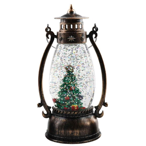 Christmas Snowman Snow Globe, Musical Santa Big Lantern Operated Lighted Retro Style Holiday Glitter Globe for Xmas Table Decoration and Santa Gifts