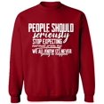 thumbnail image 2 of OXI Crewneck Sweatshirt - People Should Seriously Expecting, Basic Casual Sweatshirts for Men's and Women Fleece Sweatshirt Long Sleeve - Antiquee Cherry Small, 2 of 2