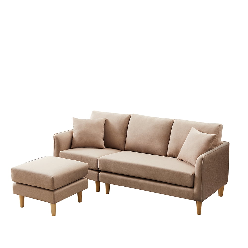 Kepooman Modern Velvet Fabric Convertible L-Shape Sectional Sofa Couch, Brown Kepooman Modern Velvet Fabric Convertible L-Shape Sectional Sofa Couch, Brown