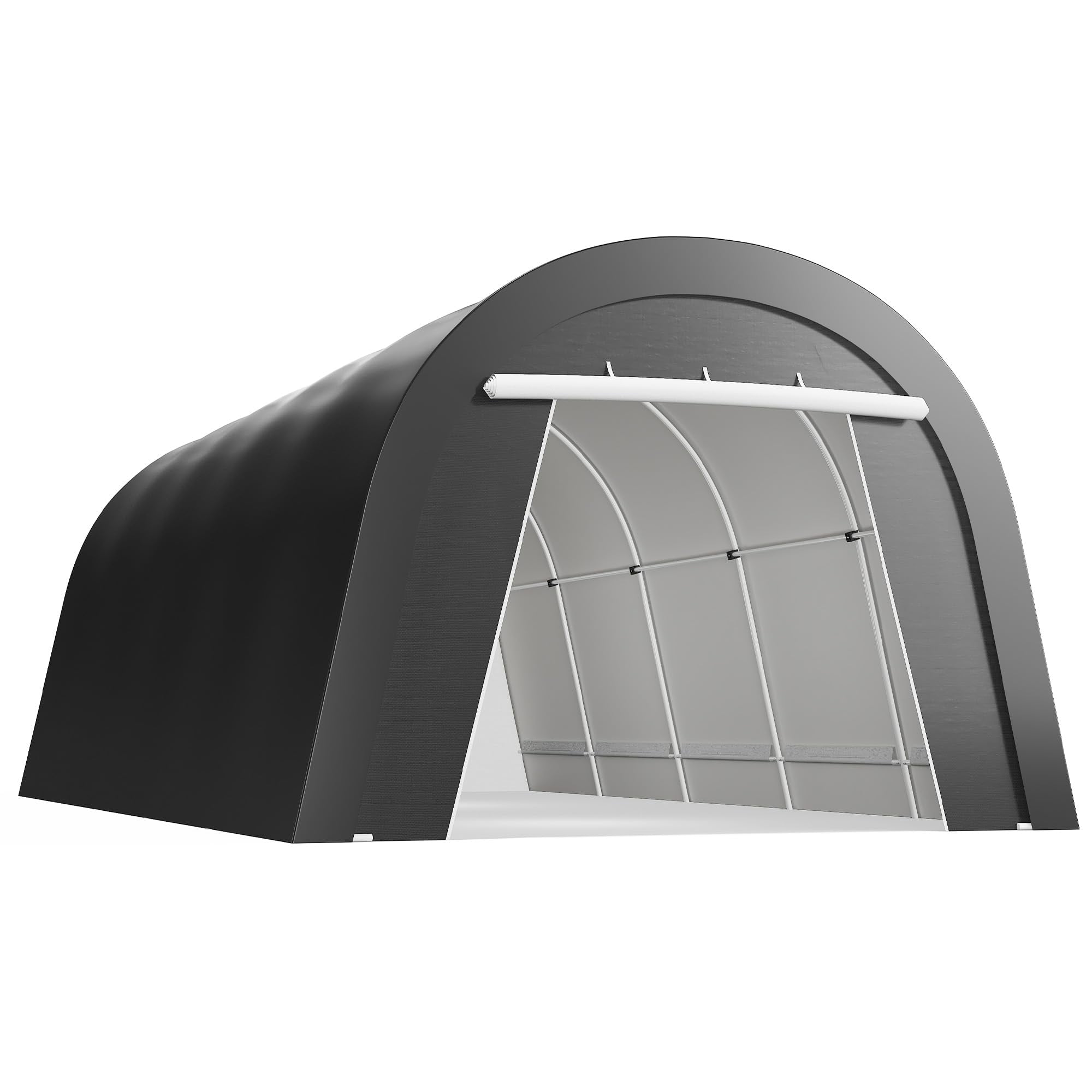May in Color Domed Carport 12' x 25', Portable Garage with 2 Roll up Doors, Heavy Duty Car Canopy Party Tent, All-Season Storage Shelter Shed Carport for Motorcycle, Boat, Truck, or Garden Tools