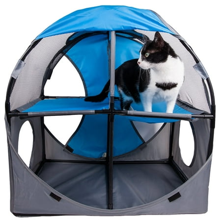 UPC: 0858342144292 | Pet Life ® Kitty-Play Collapsible Travel Interactive Kitty Cat Tree Maze House Lounger Tunnel Lounge