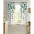 thumbnail image 4 of Teal Green Eucalyptus Sheer Curtains 39 Inch Length 2 Panels Set for Living Room/Bedroom, Farmhouse Weeping Leaves Linen Kitchen Curtains Grommet Semi-Sheer Curtains Window Treatments 27.5"x39"x2, 4 of 7