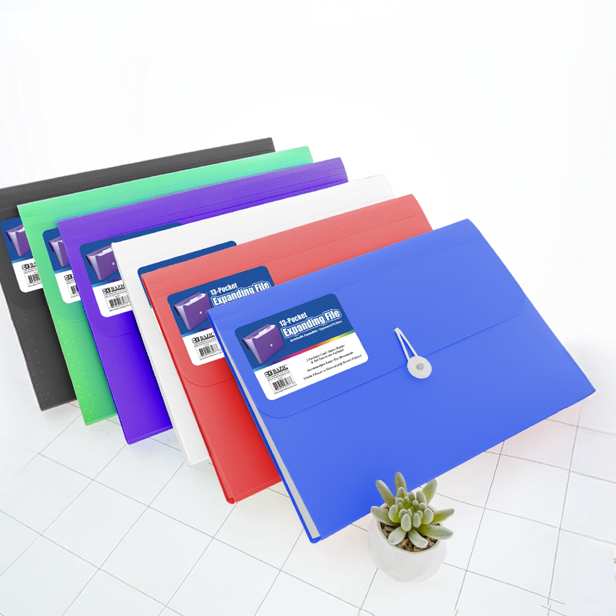 BAZIC Expanding File Folder 13 Pockets w/ A-Z Tab Monthly, Document Envelopes 6-Pack