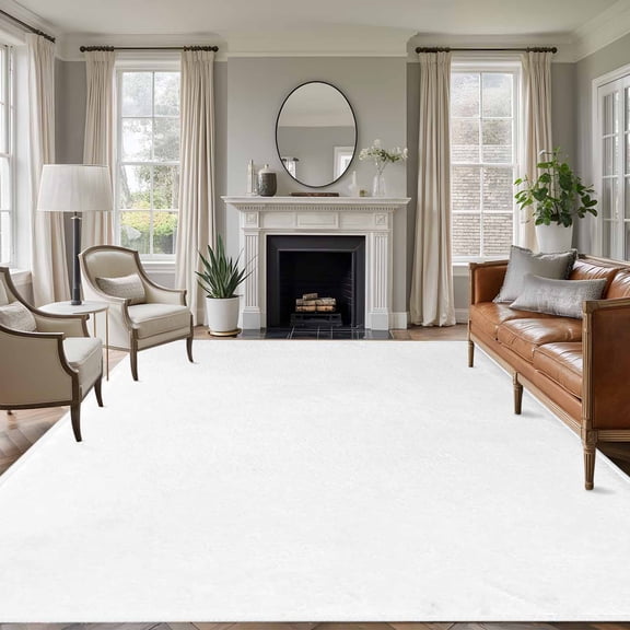 Rectangle Rug 6x9ft Area Rug,Pure White Area Rugs for Living Room Bedroom,Minimalist Solid Color Floor Mat Non-Slip Non-Shedding Carpet Indoor Accent Rugs
