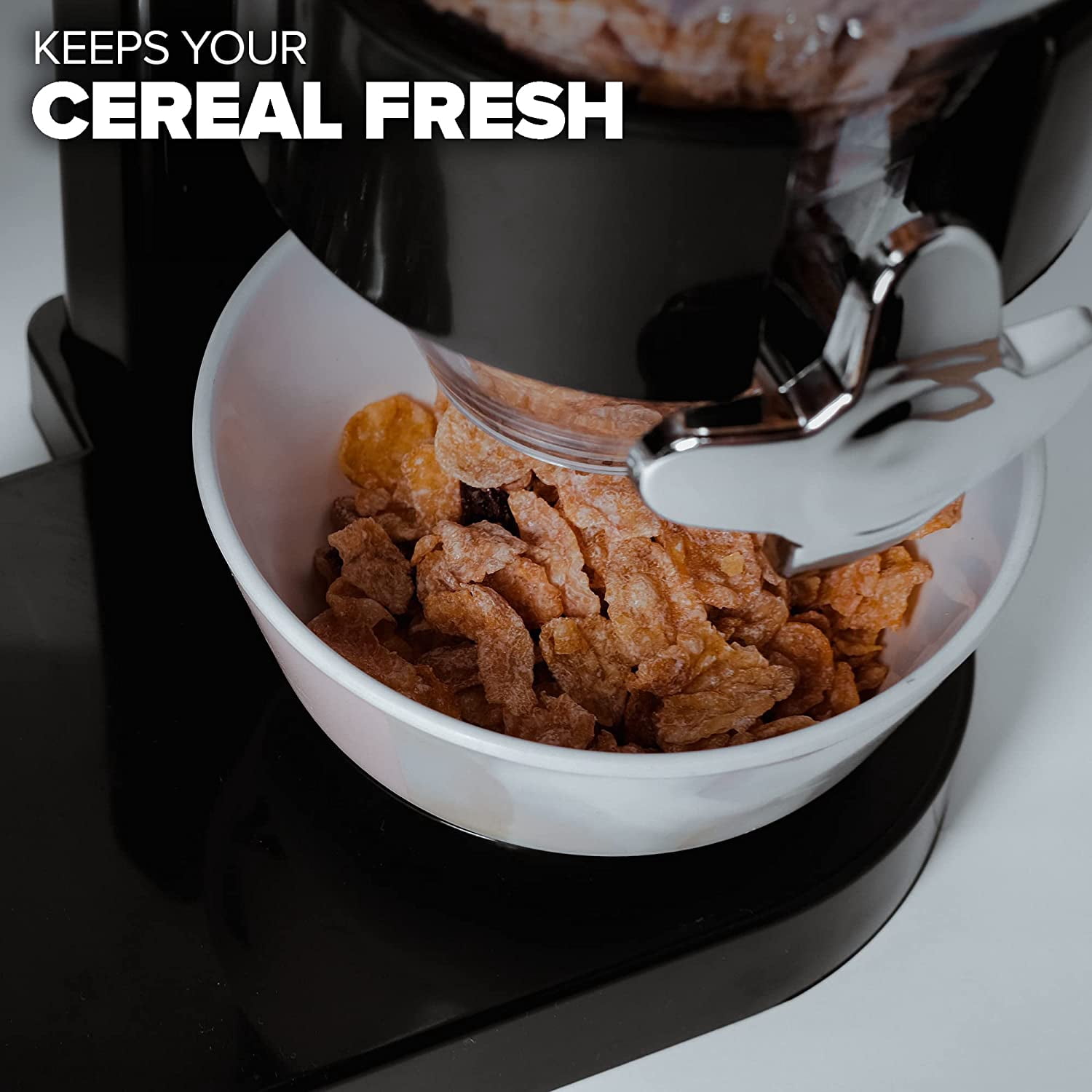 Cereal Food Dispenser Countertop Black Container Dry Storage for Pantry Rice Food Snack Exultimate