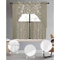 thumbnail image 2 of Japanese Swag Kitchen Curtains Sets for Windows 24 Inch Length, Grey Simple Traditional Flowers Leaves Pattern Short Window Curtain Panels Swags Valances and Tiers 3 Piece Set for Cafe/Dining Room, 2 of 5