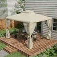 thumbnail image 3 of Barara King Gazebo, Outdoor Canopy Shelter,9.6' x 11.6' Patio Gazebo Outdoor Canopy Shelter with 2-Tier Roof and Netting, Cream White, 3 of 13