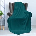 thumbnail image 4 of Teal Stripe Soft Flannel Fleece Throw Blanket, Monochrome Style and Plain Demonstration of Continuing Horizontal Lines, Cozy Plush for Indoor and Outdoor Use, 60" x 80", Dark Teal, by Ambesonne, 4 of 5