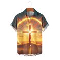 thumbnail image 6 of Yaoyar Mens Hawaiian Christian Shirts Cross Jesus Lapel Button Down Short Sleeve Beach Shirt Summer Tops Vacation Casual Fashion, 6 of 6