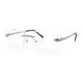thumbnail image 5 of Rimless Serpent Snake Arm Luxury Clear Lens Rectangle Fashion Glasses Silver, 5 of 8