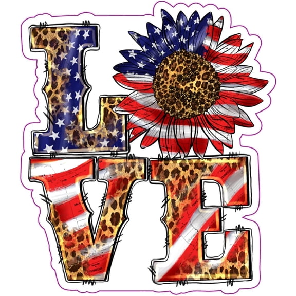 Wickedgoodz Western Sunflower Love Vinyl Decal - Patriotic Bumper Sticker - for Laptops Tumblers Windows Cars Trucks Walls