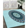 thumbnail image 3 of Ahgly Company Machine Washable Indoor Rectangle Transitional Steel Blue Area Rugs, 2' x 5', 3 of 7