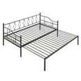 thumbnail image 6 of Syngar Metal Daybed with Trundle, Modern Home Twin Daybed with Pull-out Trundle for Living Room/Bedroom, Twin Size Sofa Bed with Steel Slats Support, Platform Bed Frame No Box Spring Needed, Black, 6 of 10