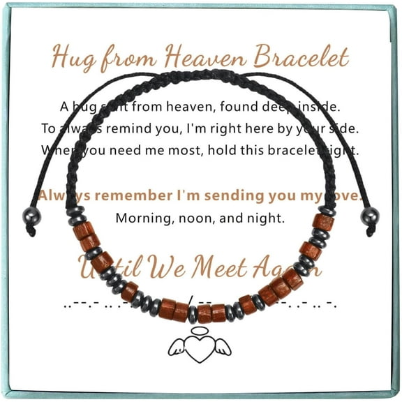 Hug from Heaven Bracelet, Morse Code Bracelets for Women Men, Sympathy Gifts Loss of Loved One Until We Meet Again Memorial Bangle Remembrance Jewelry