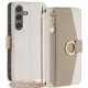 thumbnail image 1 of For Samsung Galaxy S24 Makeup Mirror Zipper Pocket Phone Cover Anti-scratch Case with Shoulder Strap, 1 of 5